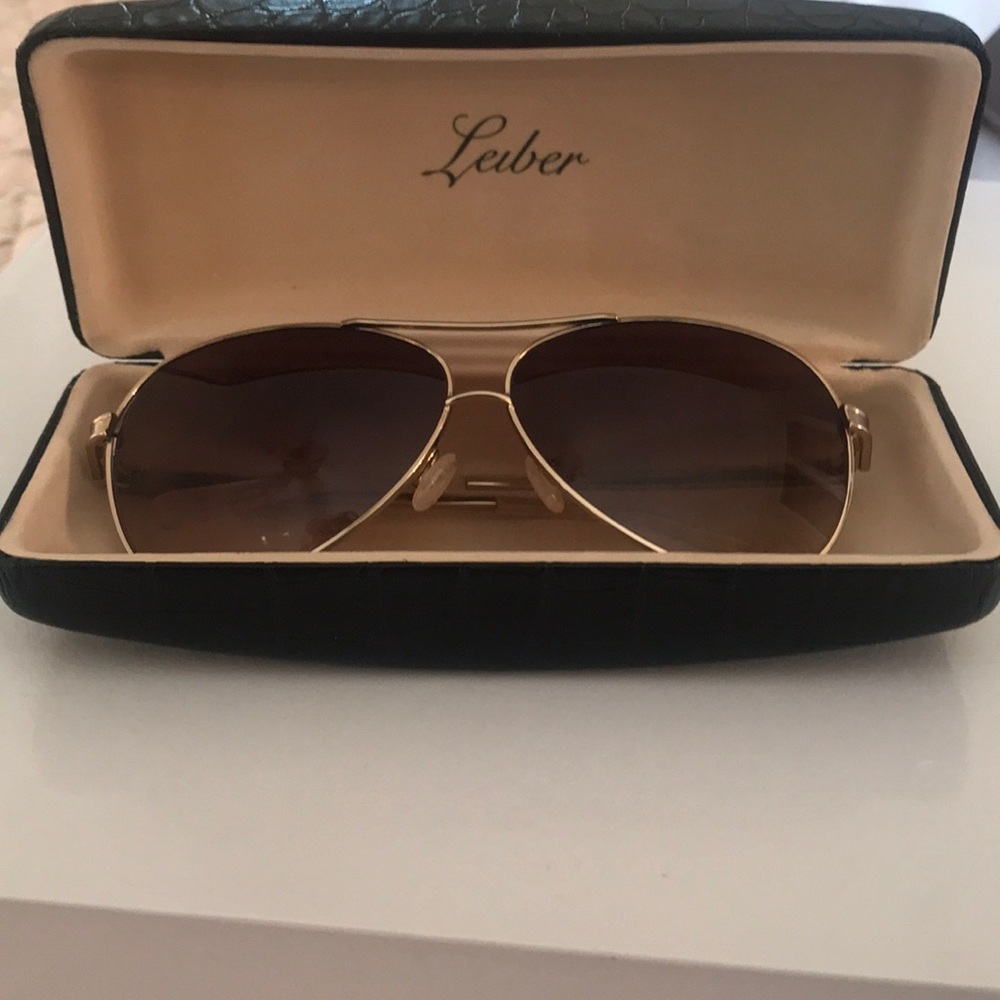 Judith Leiber Gold Crystal Aviator Sunglasses